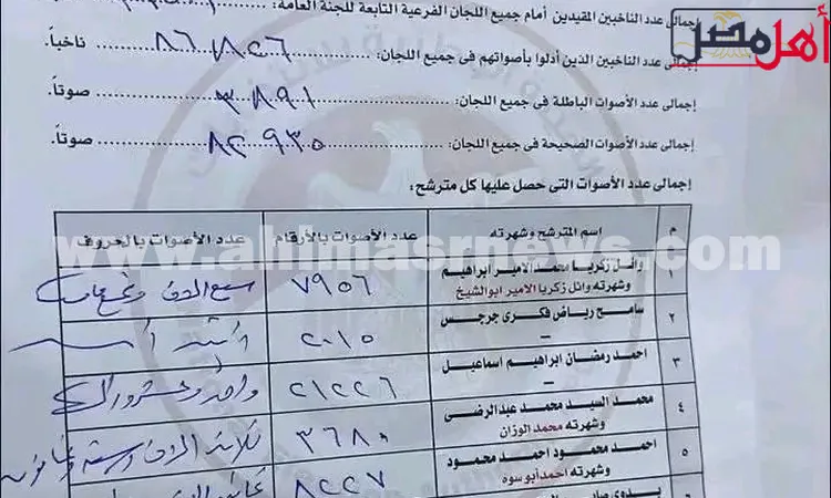 النتيجة الأولية لانتخابات مجلس النواب عن دائرة إسنا جنوب الأقصر