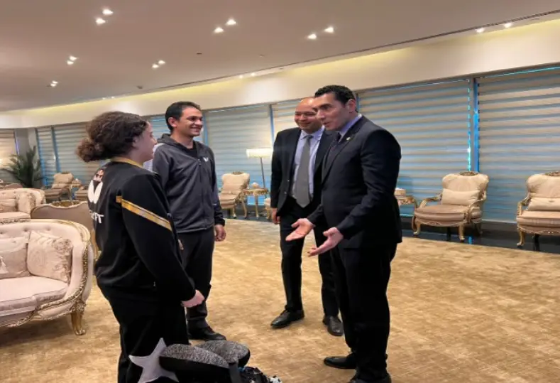 ستاد الاهلي :  وزير الرياضة يستقبل هنا جودة بعد إنجازها التاريخي والتأهل لربع نهائي كأس العالم