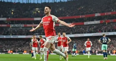 ديكلان رايس لاعب الأسبوع فى دورى أبطال أوروبا بعد تألقه مع أرسنال
