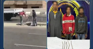فيديو «لصوص الدائرى» فى قبضة الأمن.. هشموا الخرسانة لسرقة حديد الدولة بالخصوص