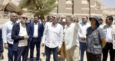 وزير السياحة ومحافظ الأقصر يطلعون على ترميم معبد الرامسيوم في إطار مشروع مصري كوري مشترك لإحياء معابد الملك رمسيس الثاني