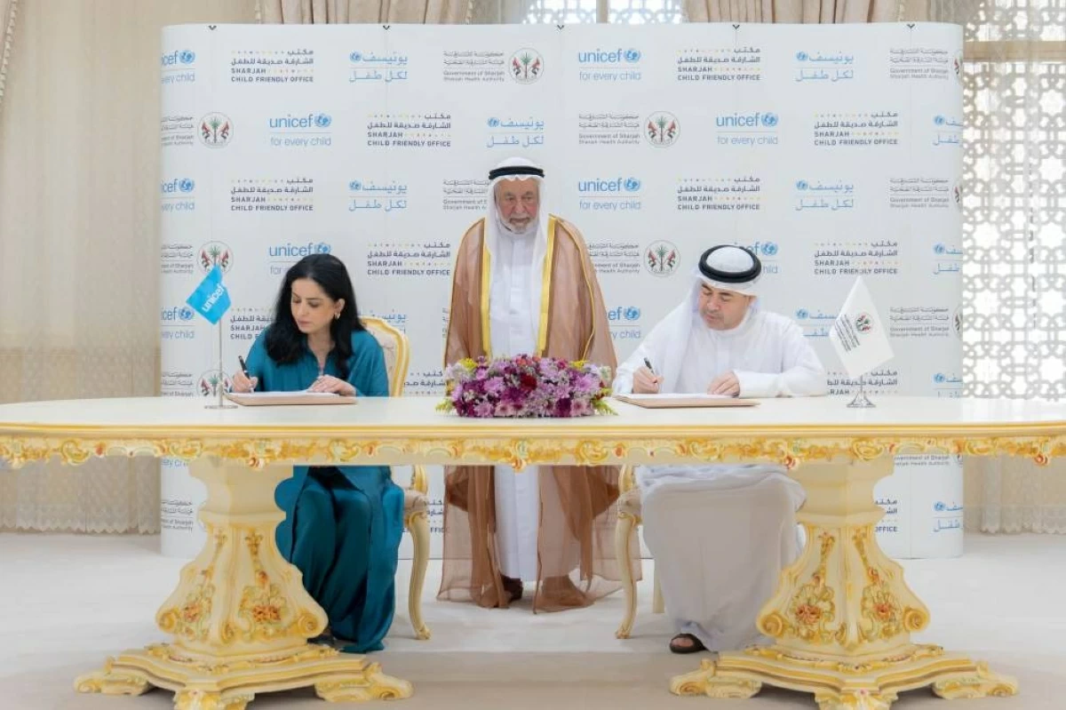 سلطان يشارك في توقيع اتفاقية شراكة بين «الشارقة الصحية» ومنظمة «اليونيسيف»