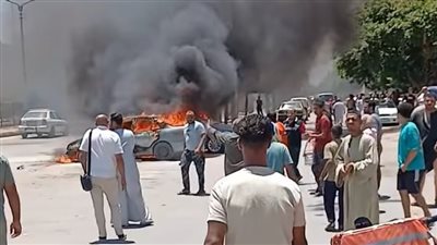 حرق يلتهم سيارتين في ميدان شلبي بالمنيا