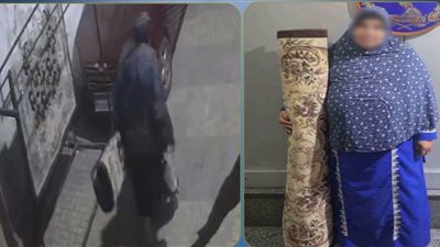 مش أول مرة.. ضبط سيدة سرقت سجادة من أمام مغسلة بالإسكندرية