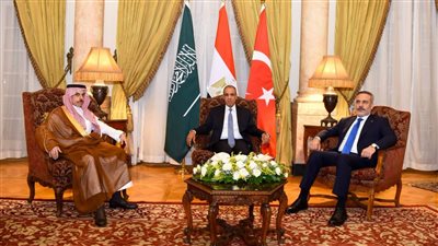 وزير الخارجية يعقد لقاءً ثلاثياً مع نظيريه السعودي والتركي.. ماذا دار في الاجتماع؟