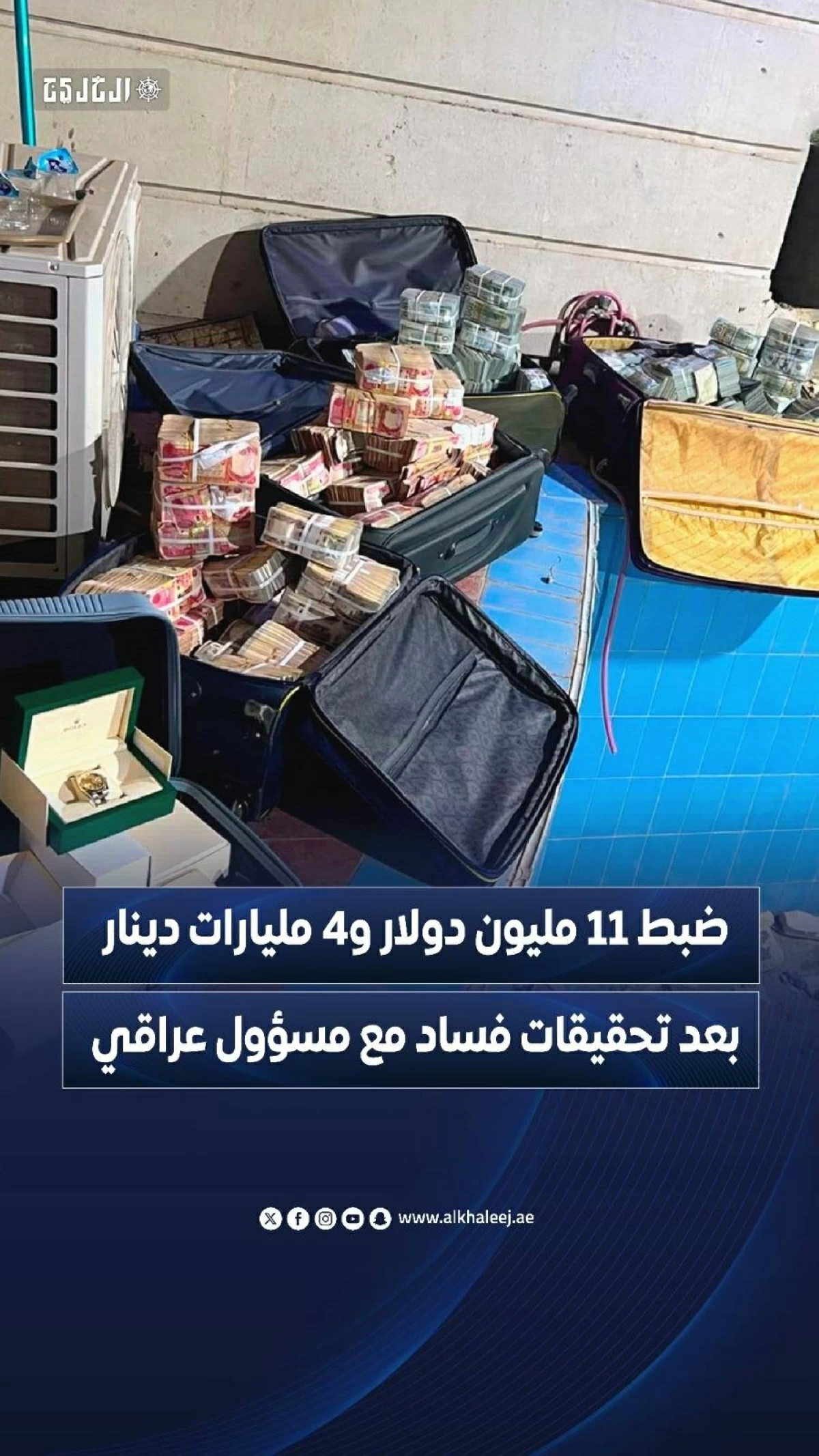 ضبط 11 مليون دولار و4 مليارات دينار بعد تحقيقات فساد مع مسؤول عراقي
