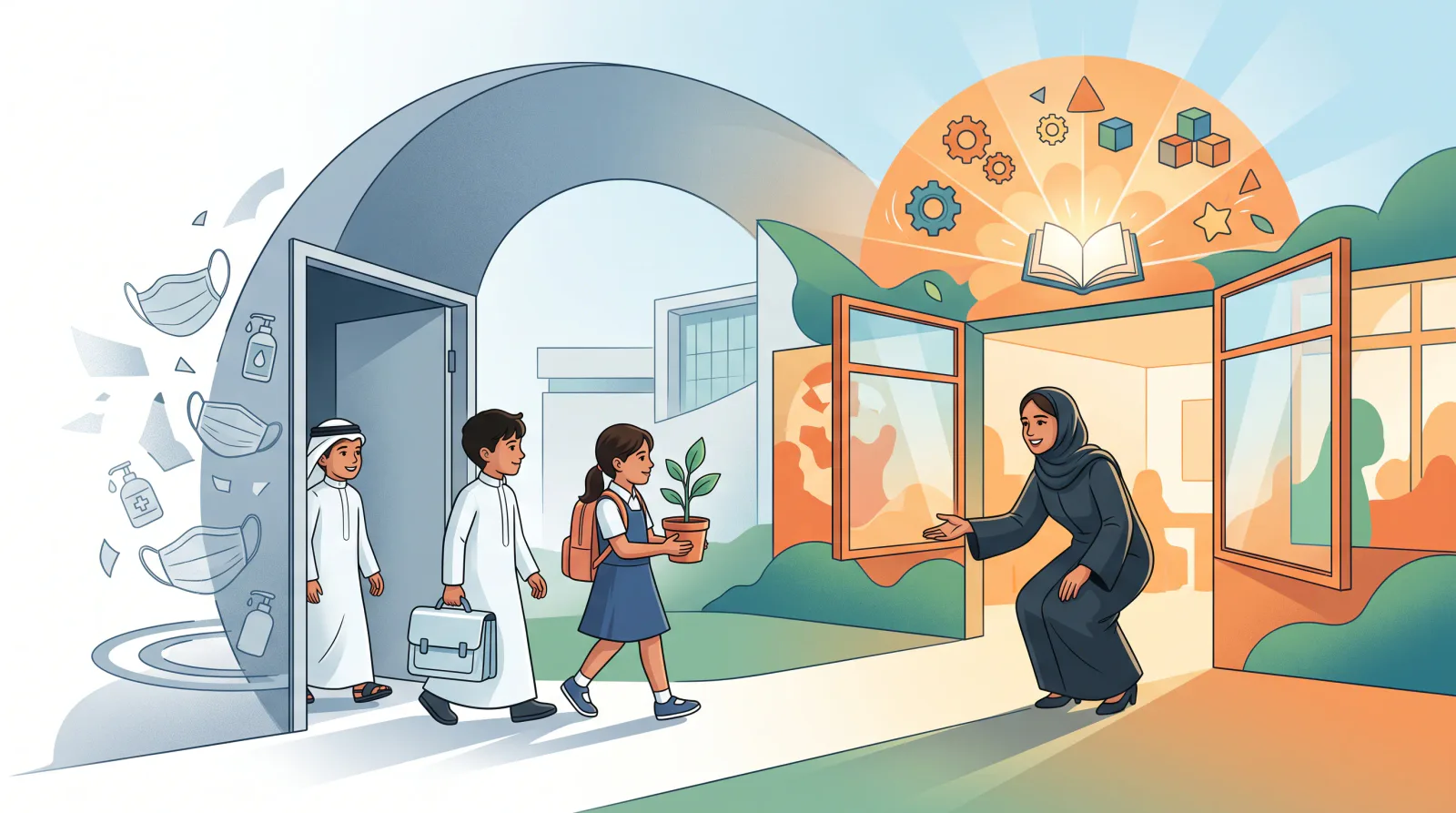 وُلدوا مع الكمامات ويدخلون الفصول اليوم.. «جيل كورونا» يعقد أول مواعيده مع المدرسة