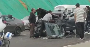 إصابة 9 أشخاص بحادث تصادم ميكروباص وملاكي على طريق بنها شبرا الحر