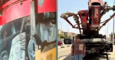 ضبط قائد مضخة خرسانة يصطدم بعدد من السيارات بالقاهرة.. فيديو