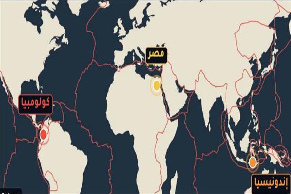 أين تقع مصر من زلزالَي إندونيسيا وكولومبيا؟.. البحوث الفلكية تكشف التفاصيل