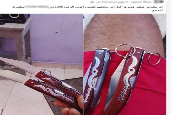 ضبط شخص بالإسكندرية لإدارته صفحة إلكترونية للترويج لبيع الأسلحة البيضاء