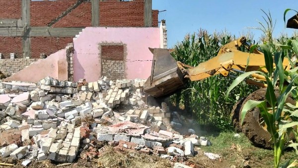 إزالات فورية لحالات تعدي على الأراضي الزراعية والبناء المخالف في المنوفية
