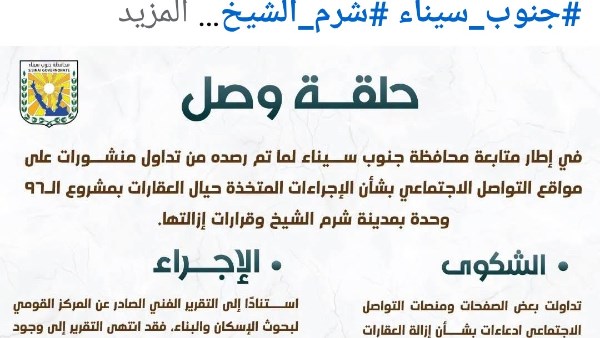 خطورة داهمة.. جنوب سيناء تحسم الجدل حول عمارات الـ96 وحدة بشرم الشيخ